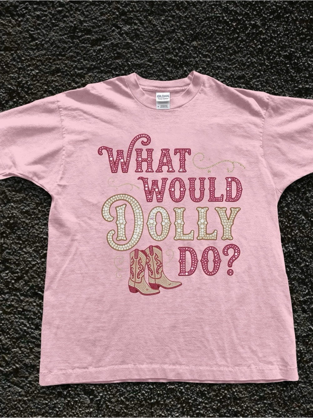 Gildan Light Pink Dolly Parton "What Would Dolly Do?" Graphic Tee - Rip Dolly